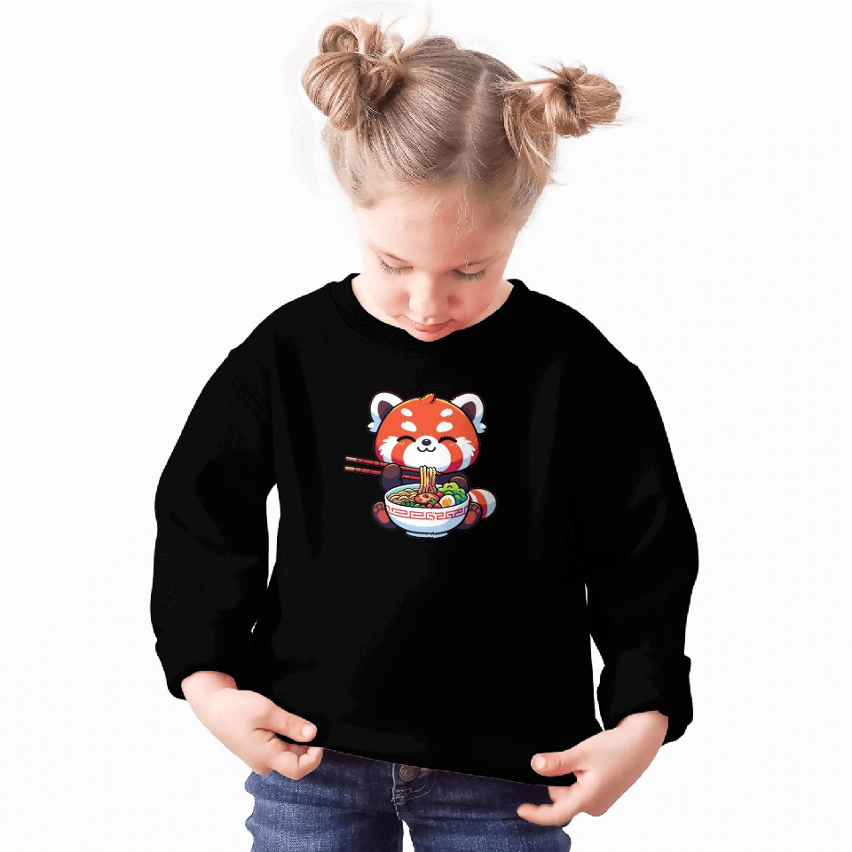 Cute Red Panda Eats Ramen Noodles Red Panda Sweatshirts