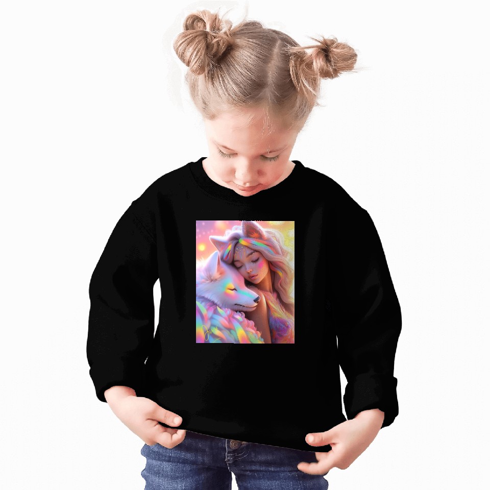 Rainbow Friends - White Wolf and Girl Sweatshirts