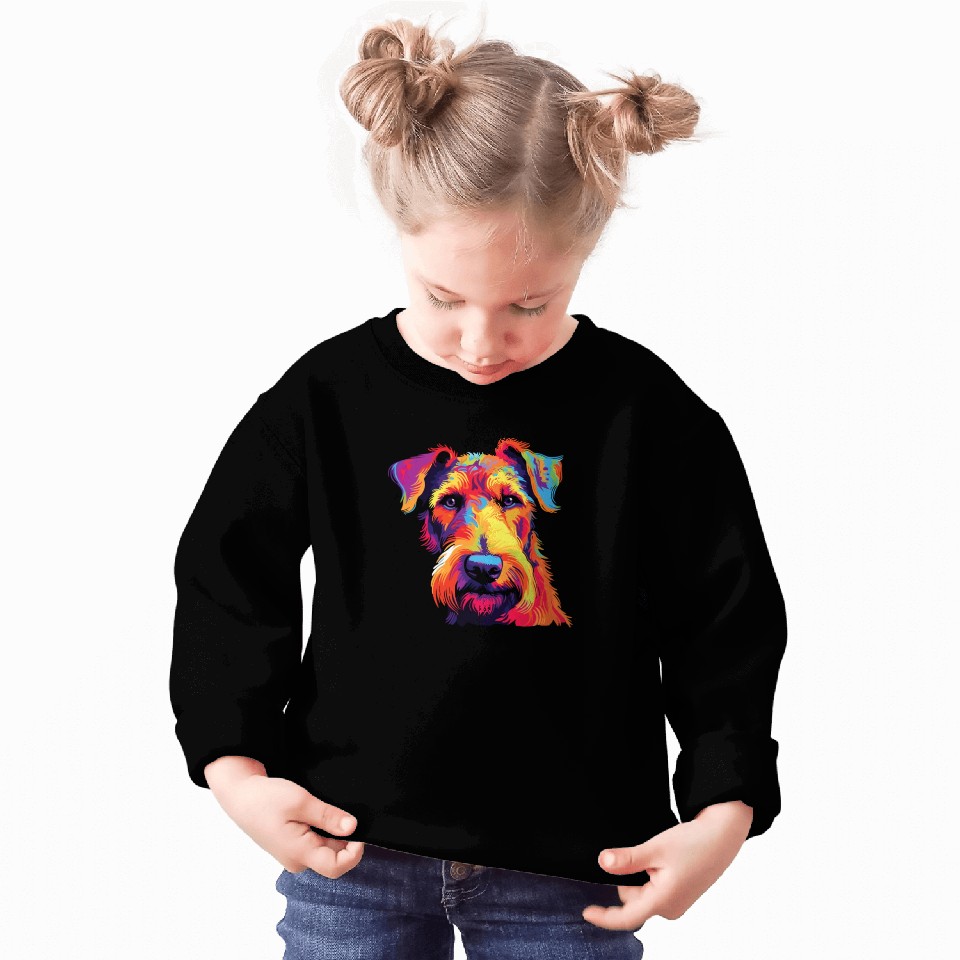 Watercolor Colorful Airedale Terrier Sweatshirts
