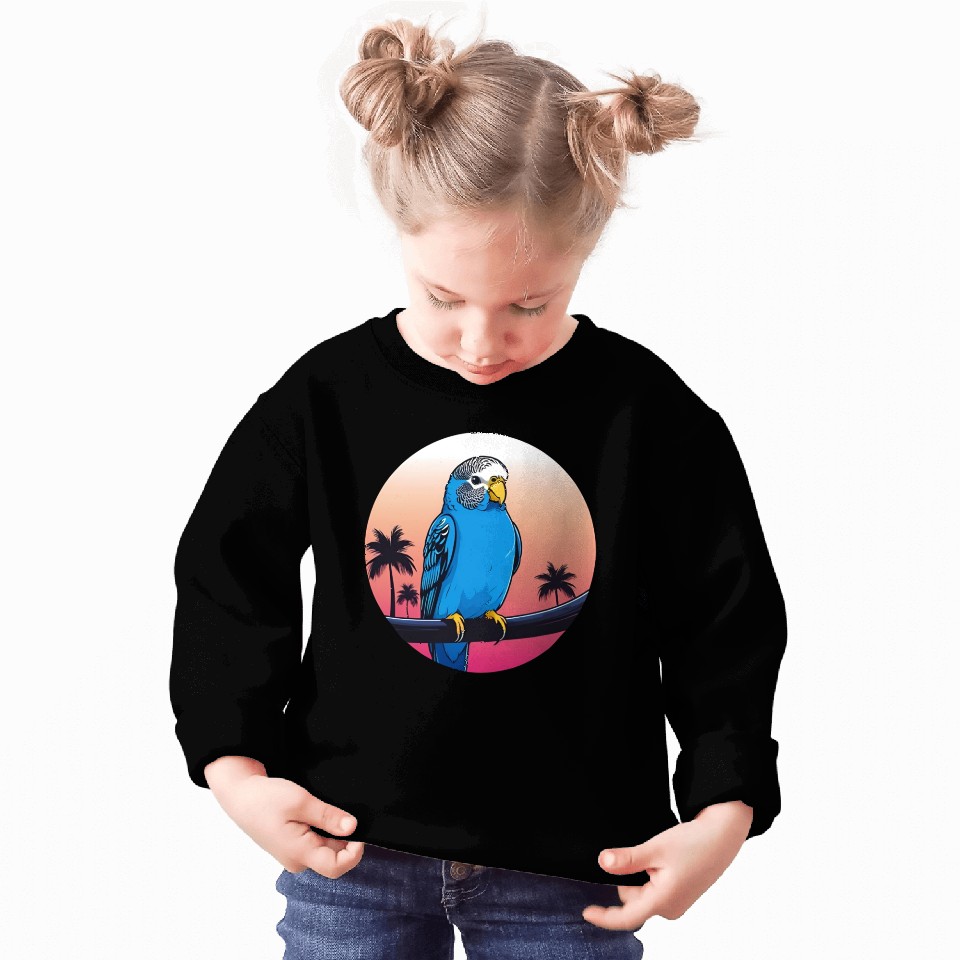Synthwave Blue Budgie 2 Sweatshirts