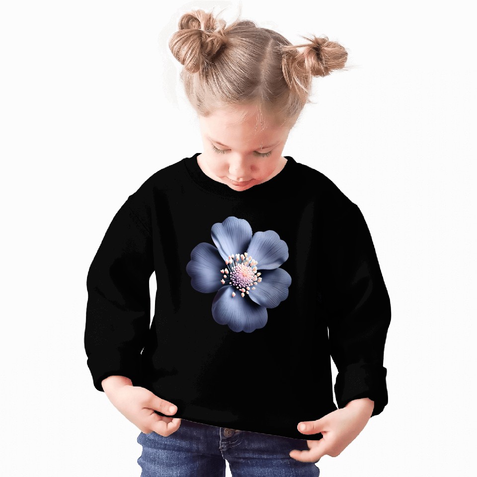 3 D Floral Pattern in Blue Sweatshirts