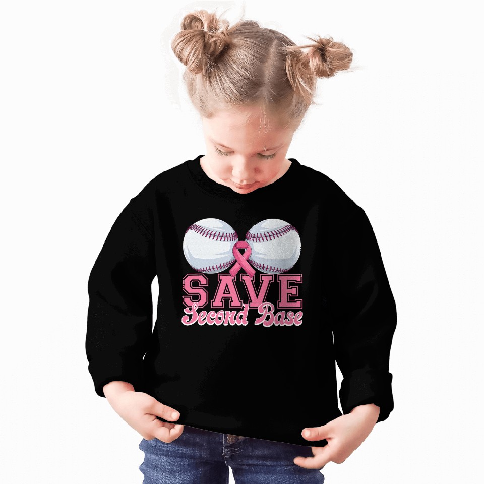 Save Second Softball Base Breast Cancer Awareness Sweatshirts