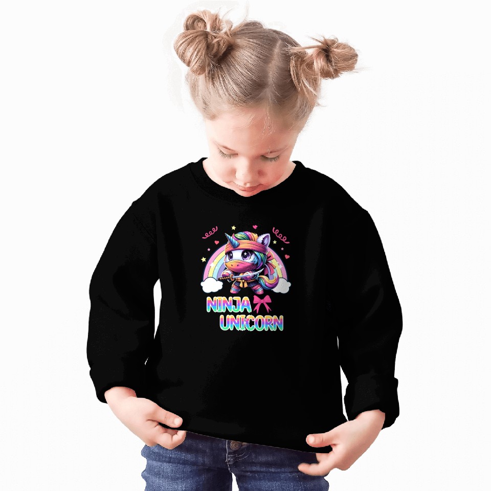 Ninja Unicorn Cute Rainbow Unicorn Fighter Sweatshirts