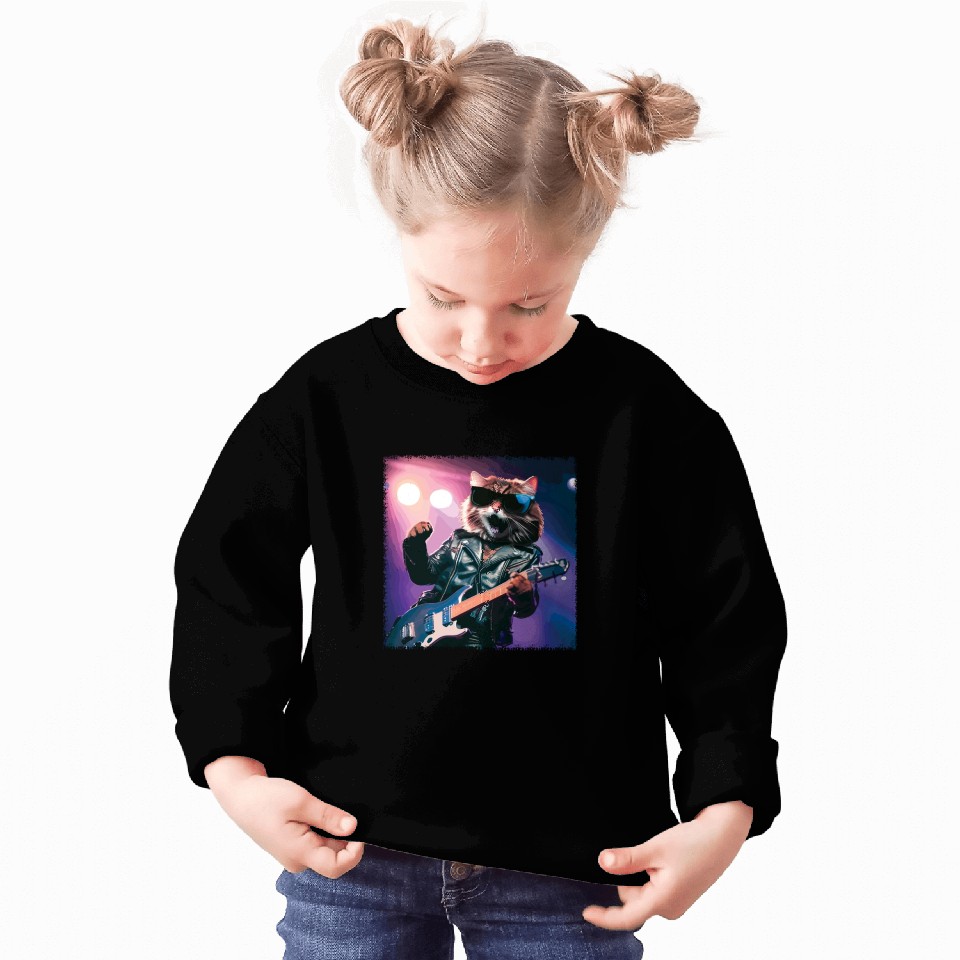 Funny Cat Plays Guitar Instruments Cute Concert Sweatshirts