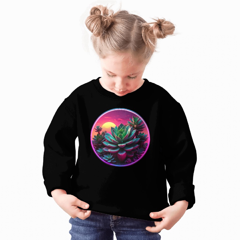 Synthwave Succulent Art Sweatshirts