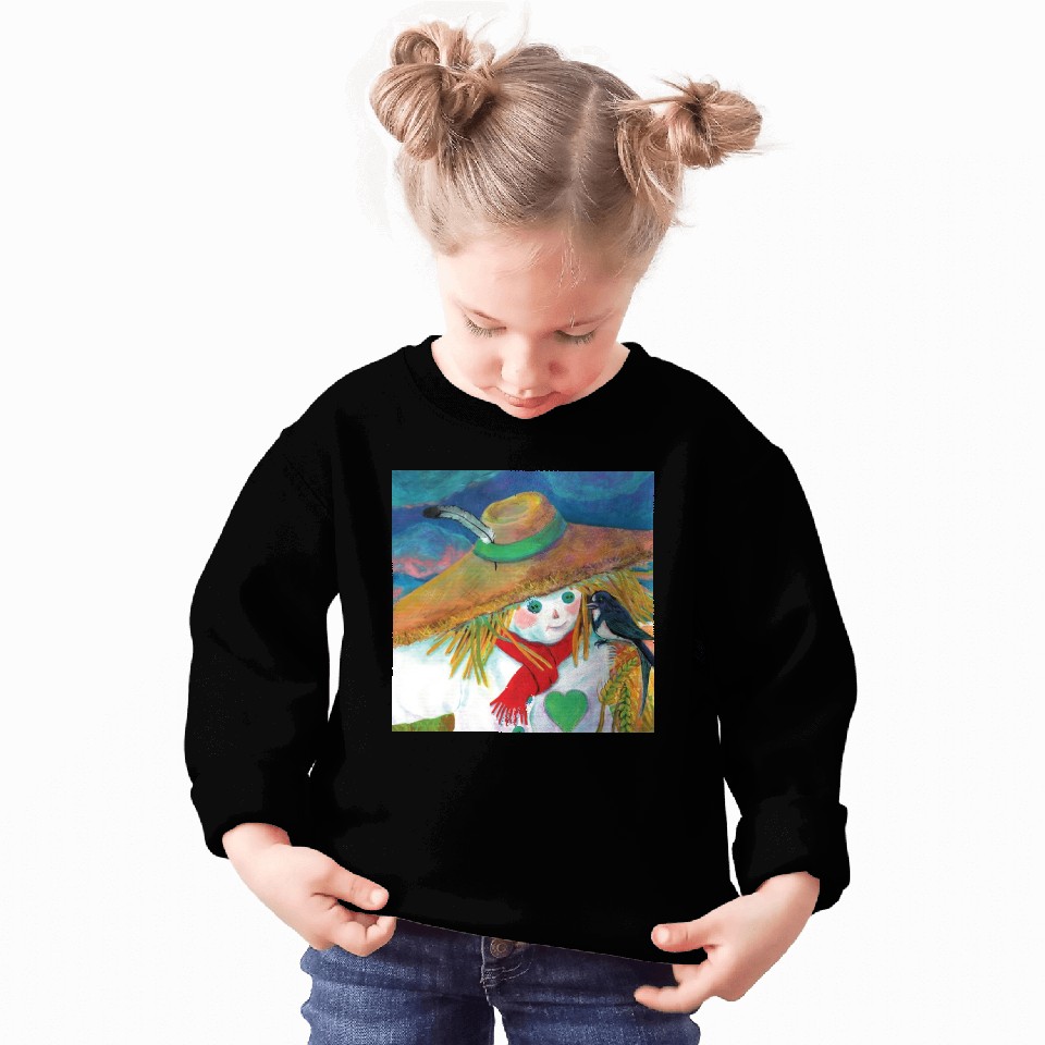 Cute Scarecrow And Barn Swallow Illustration Sweatshirts