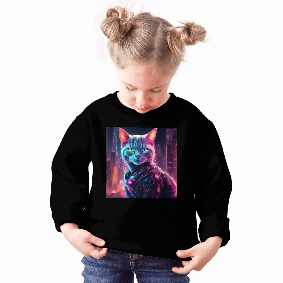 Cyberpunk Neon Cat Sweatshirts
