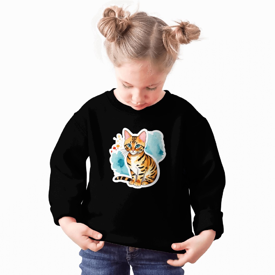 Leopard Cat Watercolor Sweatshirts