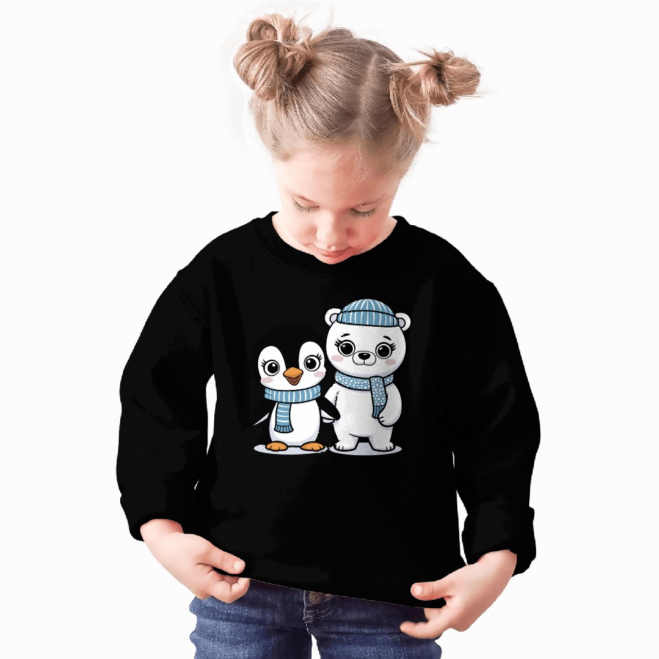 Happy Penguin and Polar Bear Best Friends Sweatshirts