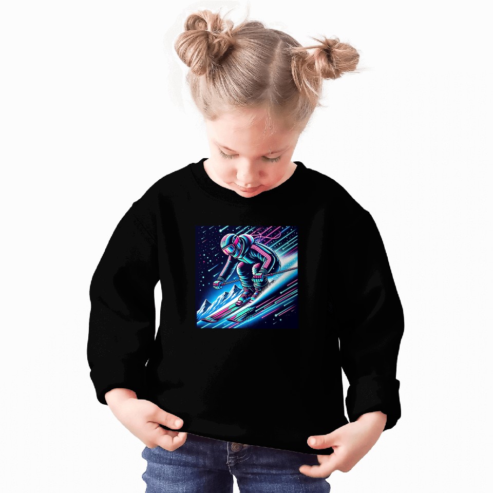 Neon Night Skiing Adventure Design Sweatshirts
