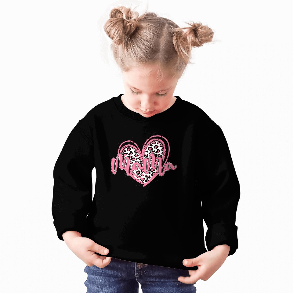 Heart Mama Valentines Pink Leopard Sweatshirts