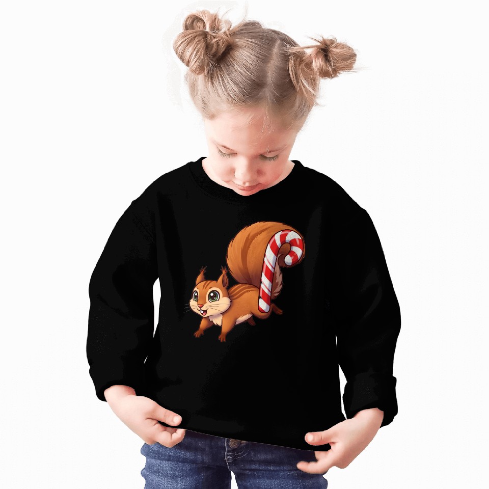 A squirrel with a candy cane tail. Sweatshirts