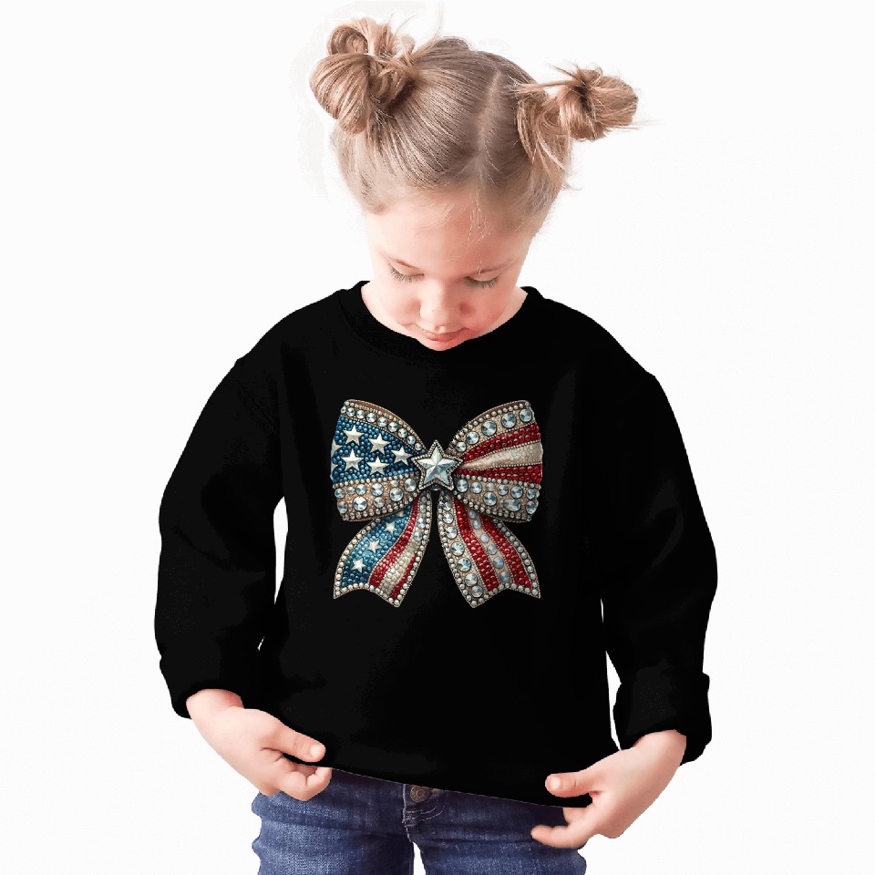 Patriotic Rhinestone Bow Sweatshirts