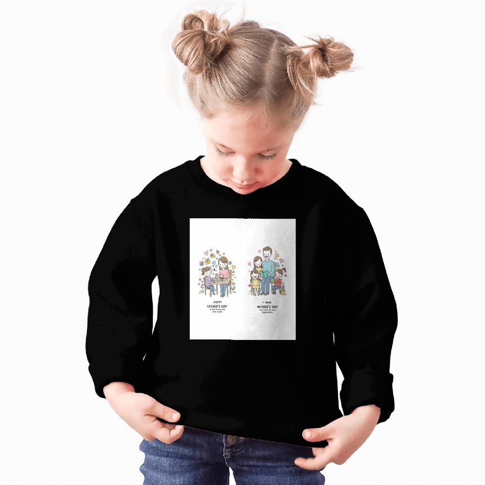 Mother's Day Family Illustration - Versatile Graph Sweatshirts