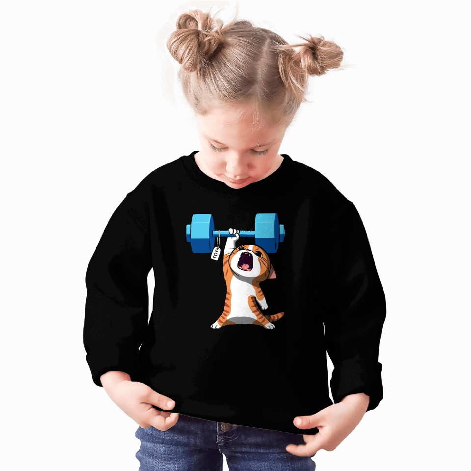 Workout Strength! Tiny Warrior Cat Huge Muscles. Sweatshirts