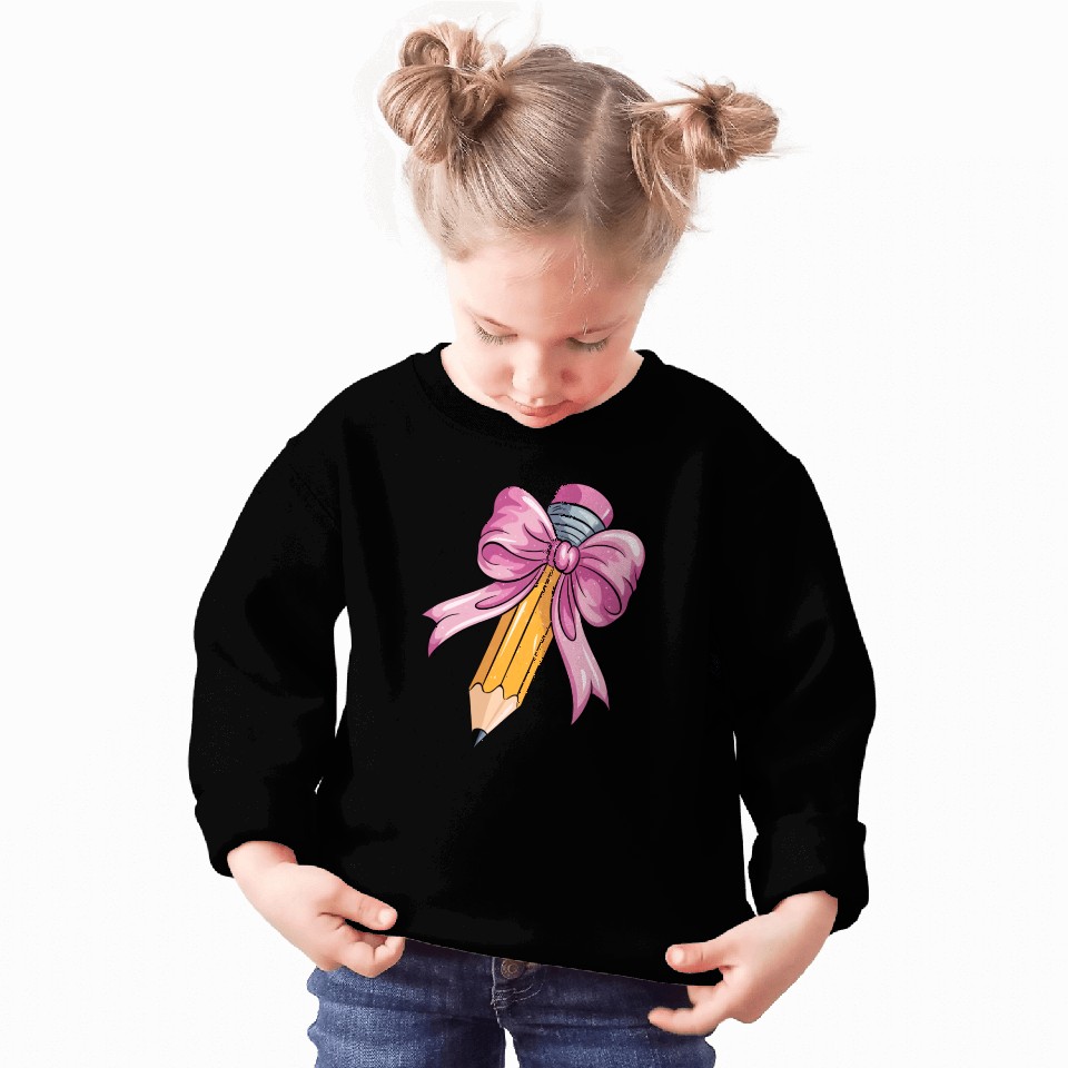 Teacher Coquette Bow Pencil Bow Sweatshirts