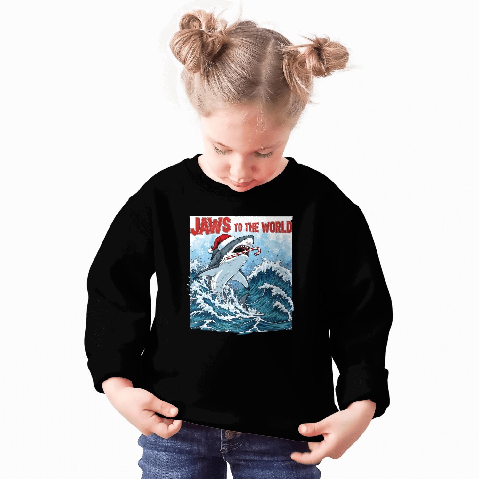 Jaws to the World – Christmastime Shark Attack Sweatshirts