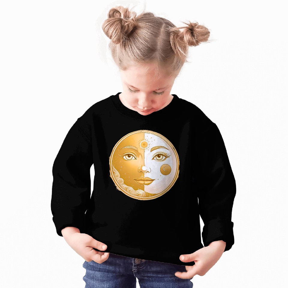 Celestial  Lunar Sun Face Art Sweatshirts