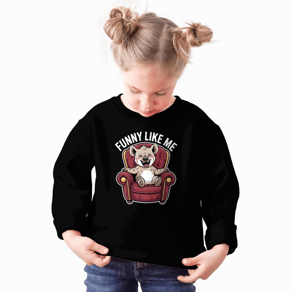 Funny Hyena Cub on Throne Sweatshirts