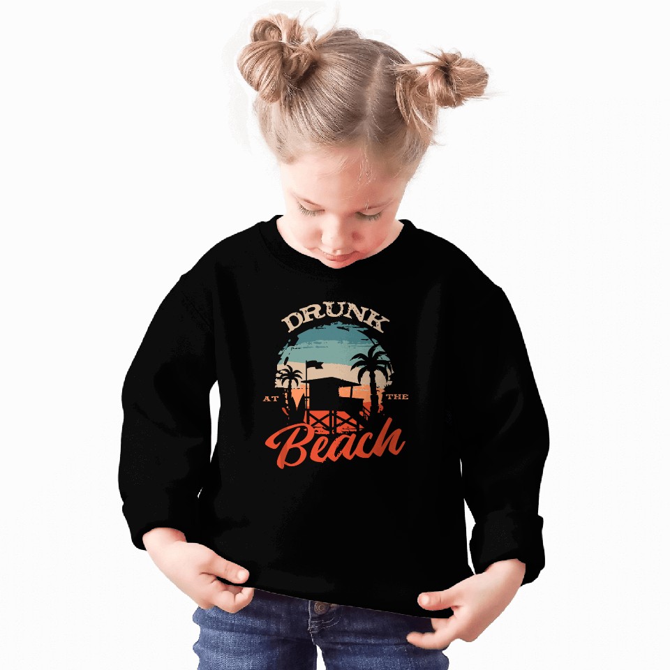 Tropical Beach Sunset Illustration Sweatshirts