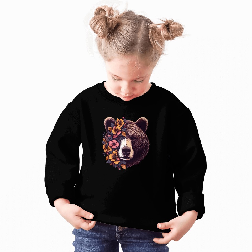 Floral Bear Flowers Bear Face For Bear  Lover Sweatshirts