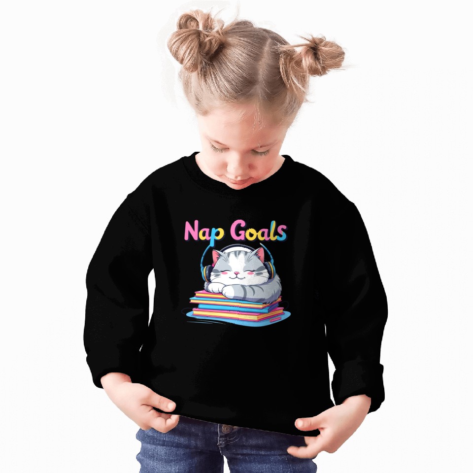 Cute Cat Nap Goals Design Sweatshirts