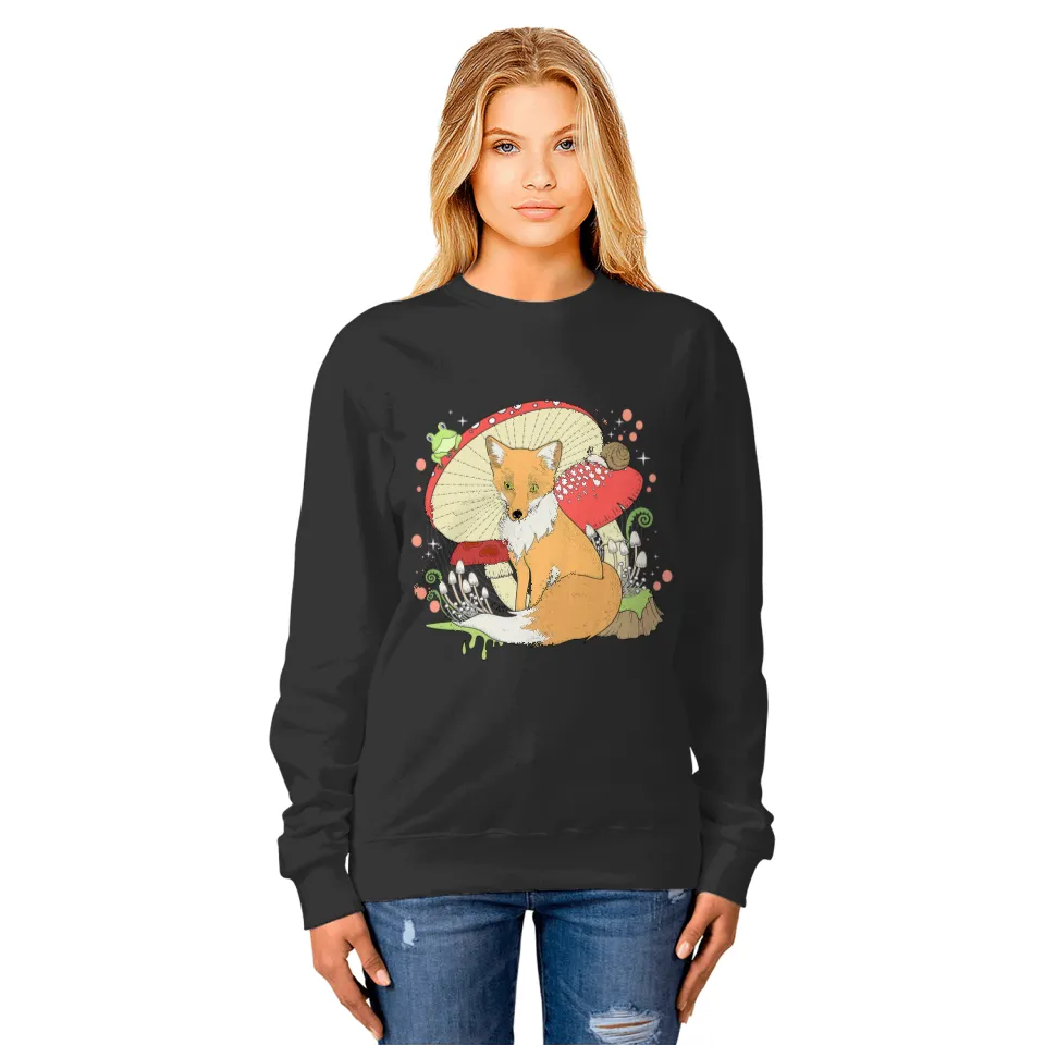 Cottagecore Fox Mushroom Frog Sweatshirts