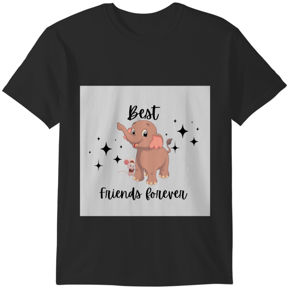 Brown elephant and mousefriends forever funny art T-Shirts