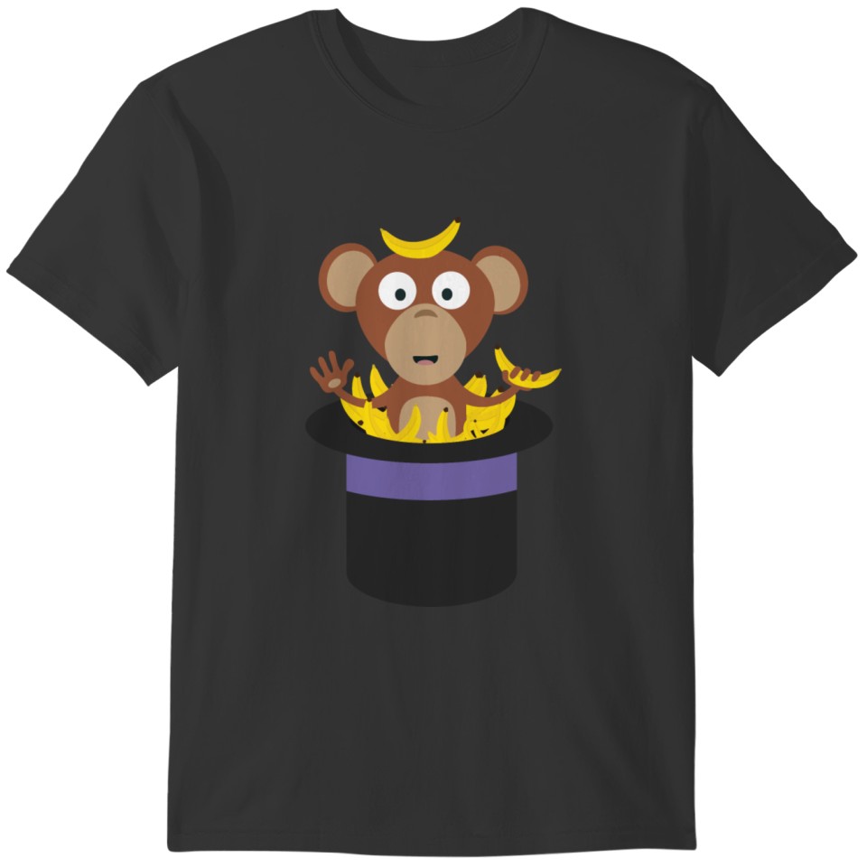 sweet monkey with bananas in hat T-shirt