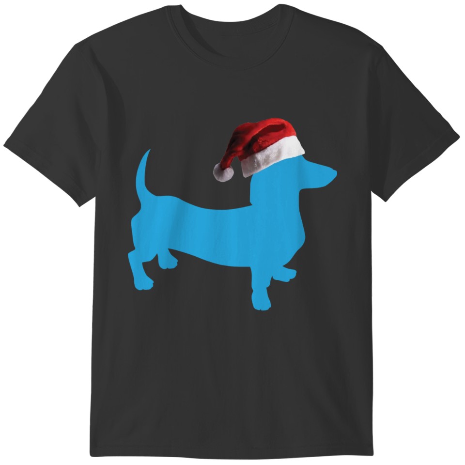 Blue Santa Dachshund T-shirt