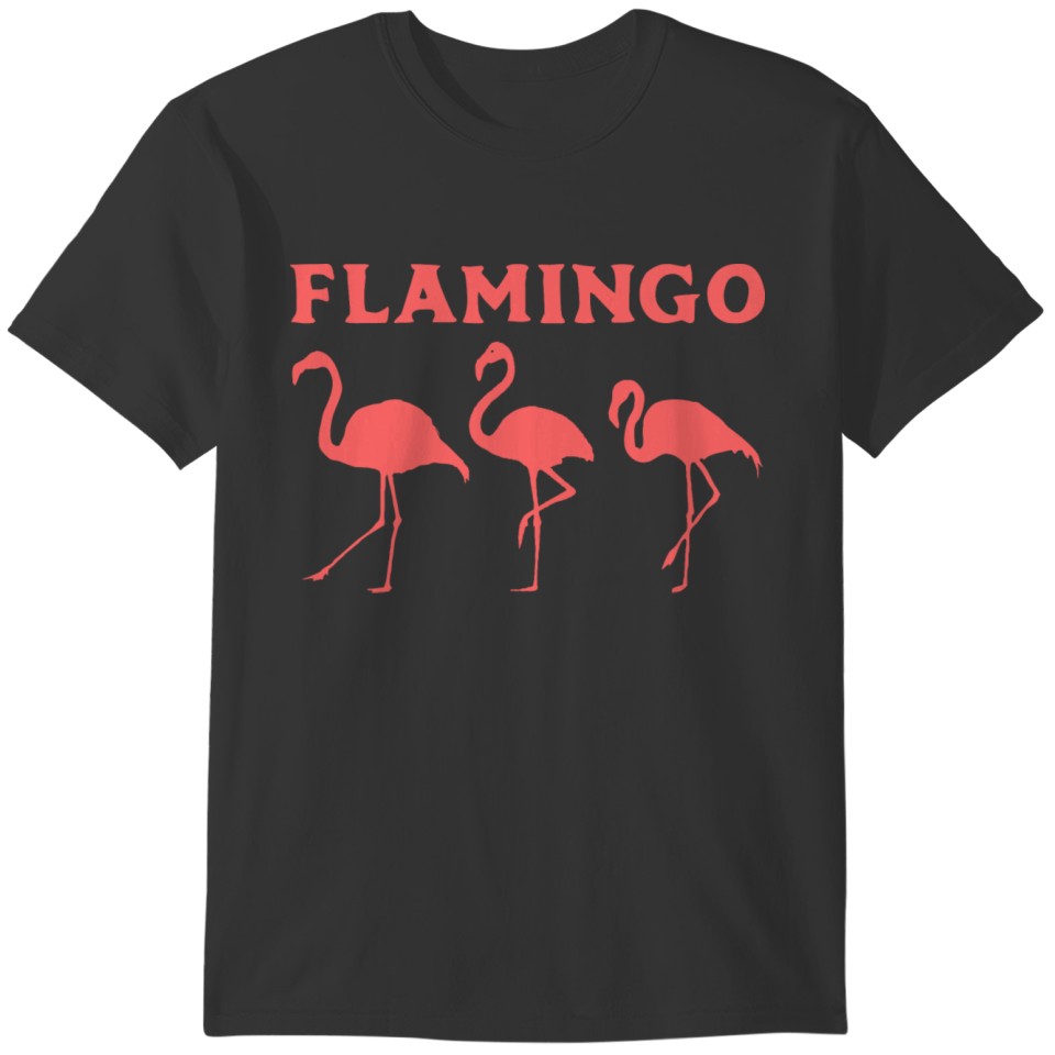 3 flamingos walking behind each other lovely dpink T-shirt