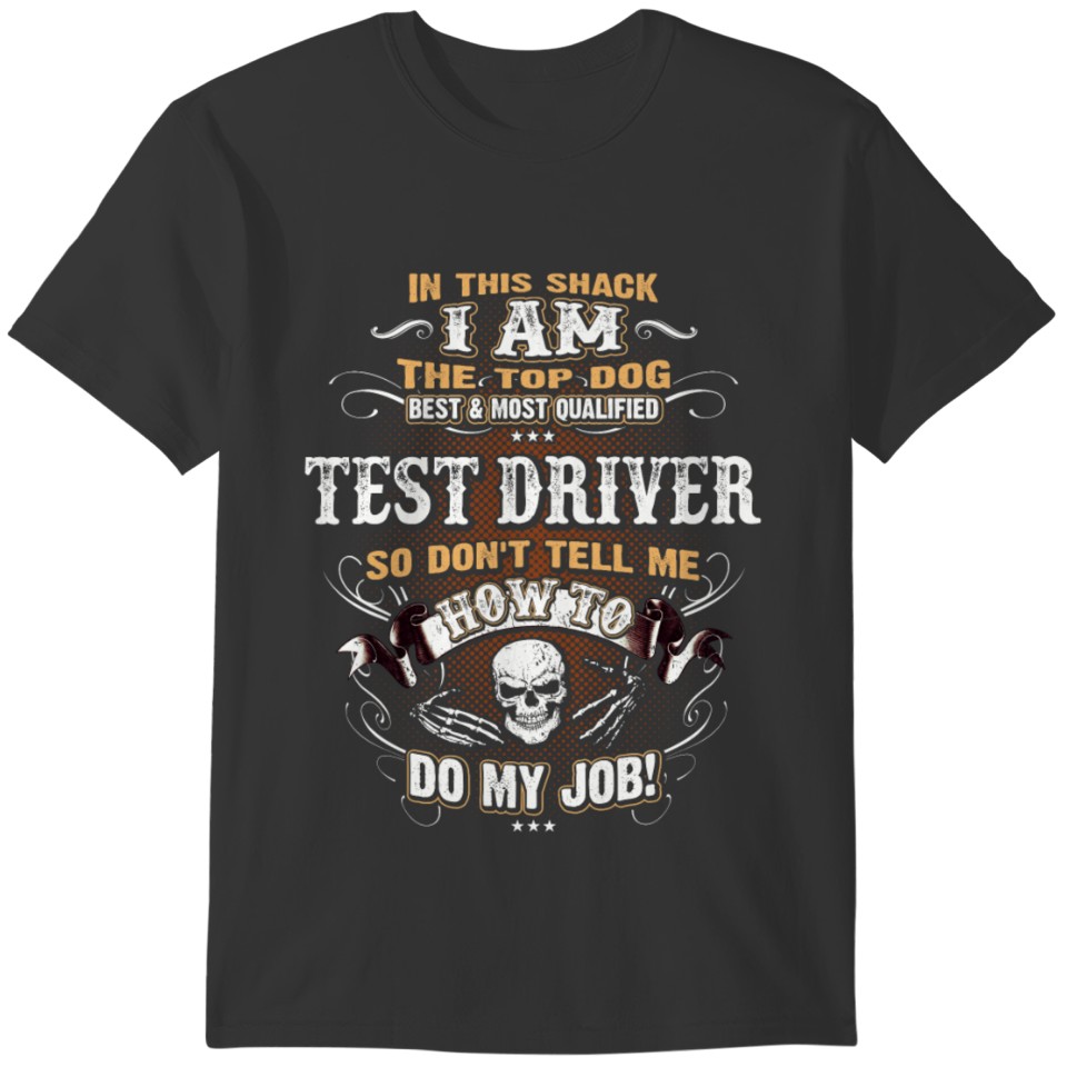 Test Driver Shirts for Men, Job Shirt with Skull T-shirt
