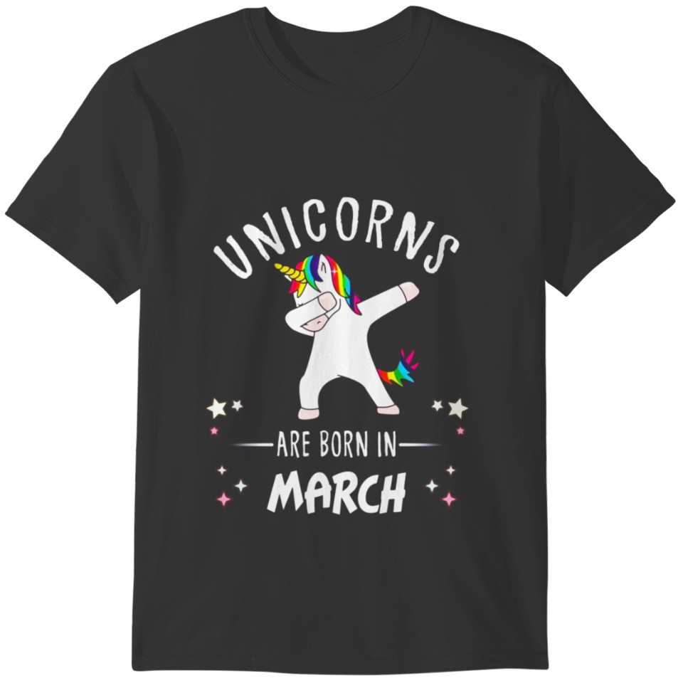 Unicorns are born in March Dabbing T Shirt funny Kids Tee T-shirt