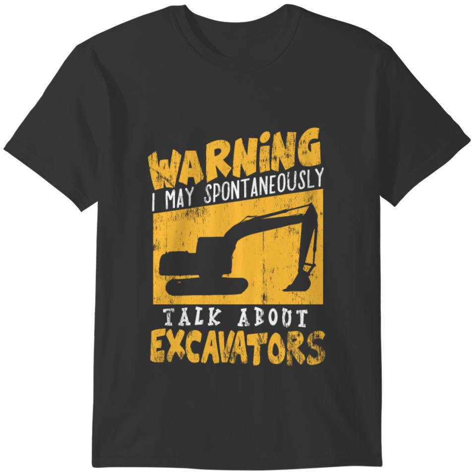 excavator digger construction vehicle boy birthday T-shirt
