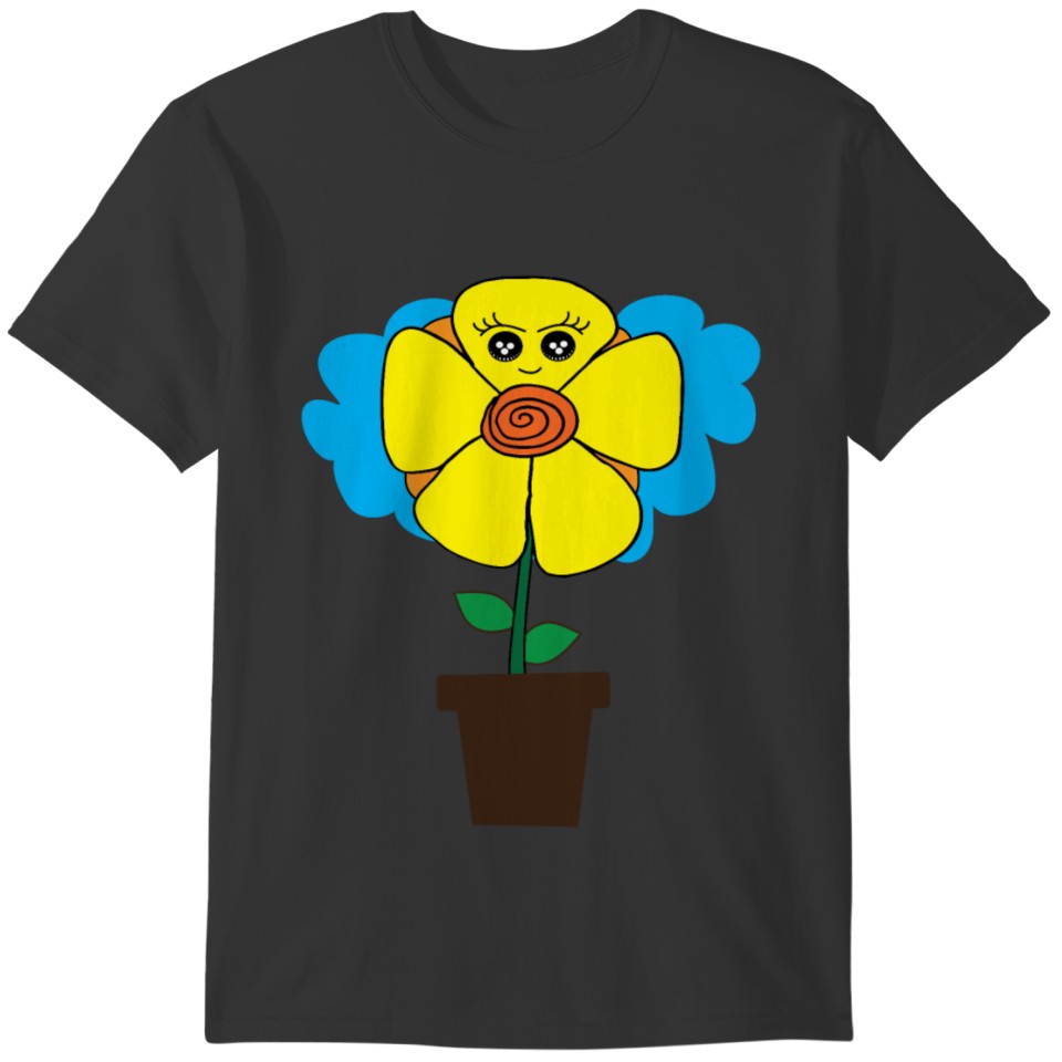 Flower face in flowerpot T-shirt