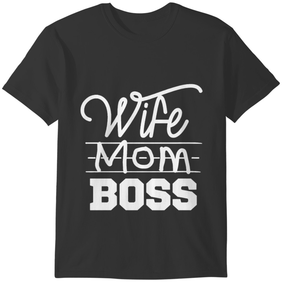 Threadrock Women s Wife Mom Boss V neck Funny Moth T-shirt