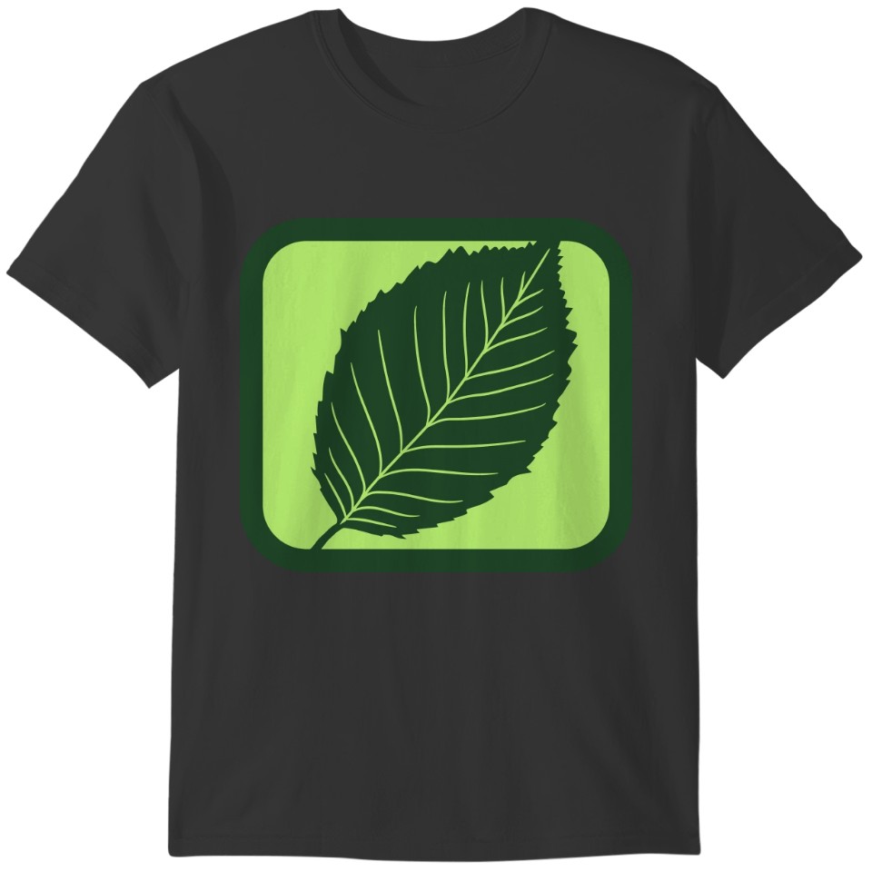 green cool button logo beech leaf tree plant shape T-shirt