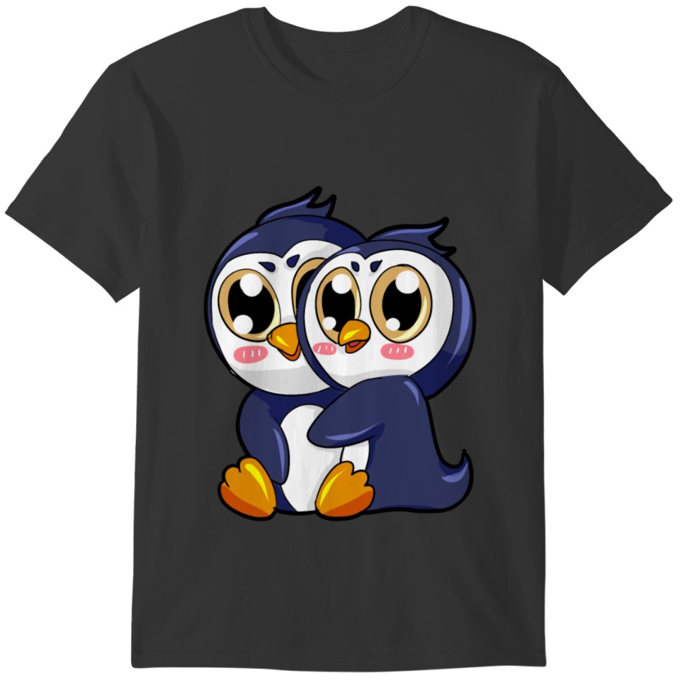 Penguin Couple Cartoon Relationship gift present T-shirt