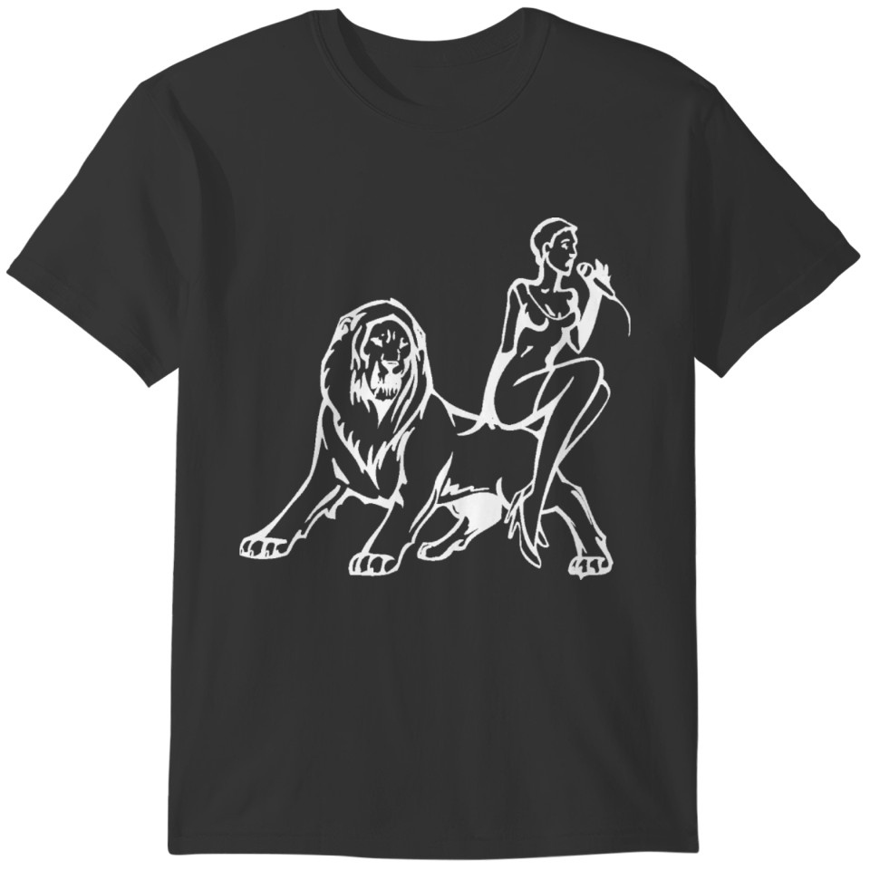 Lady Aboard Lion Sings The Blues WHT T-shirt