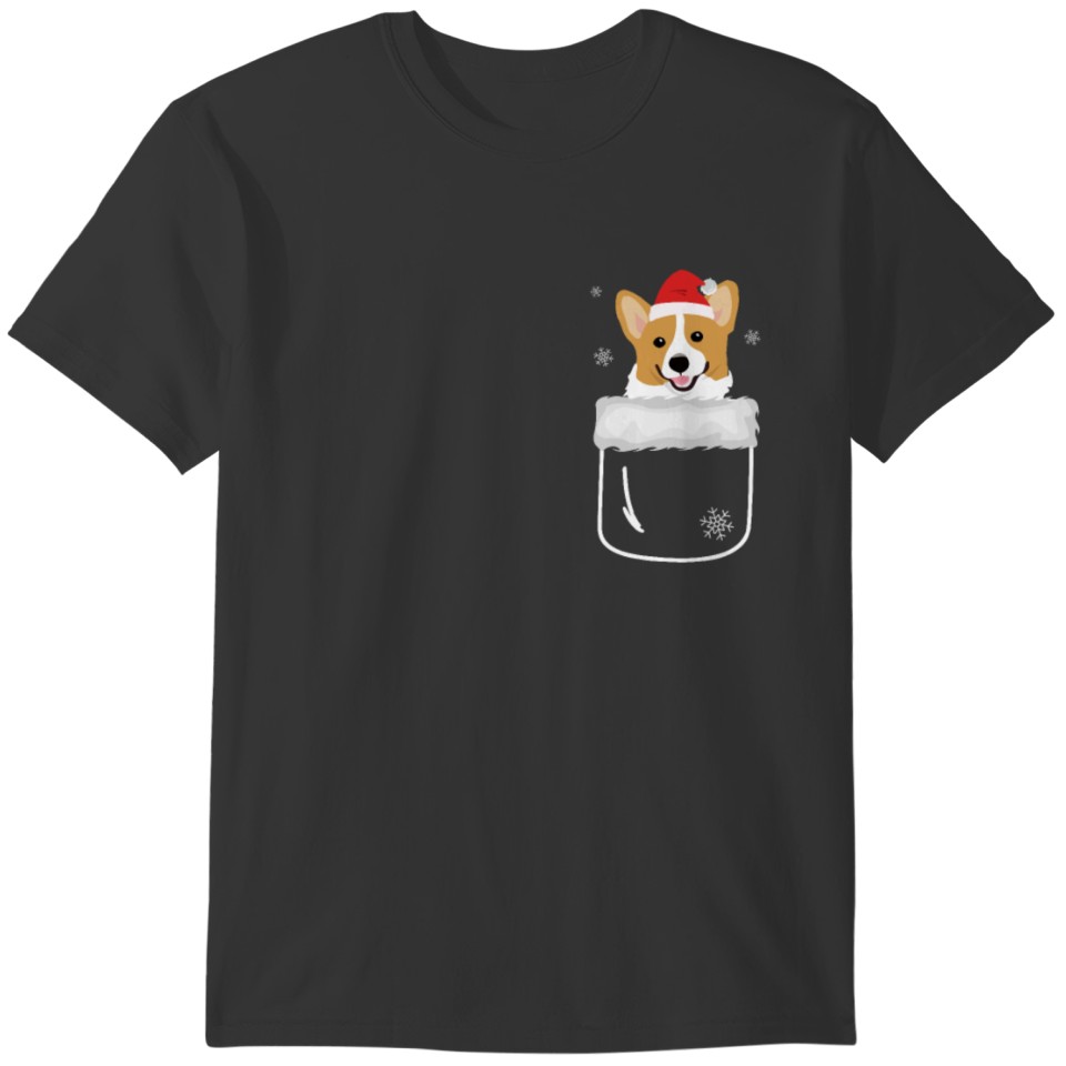 Cute Christmas Corgi In Your Front Pocket Xmas T-shirt