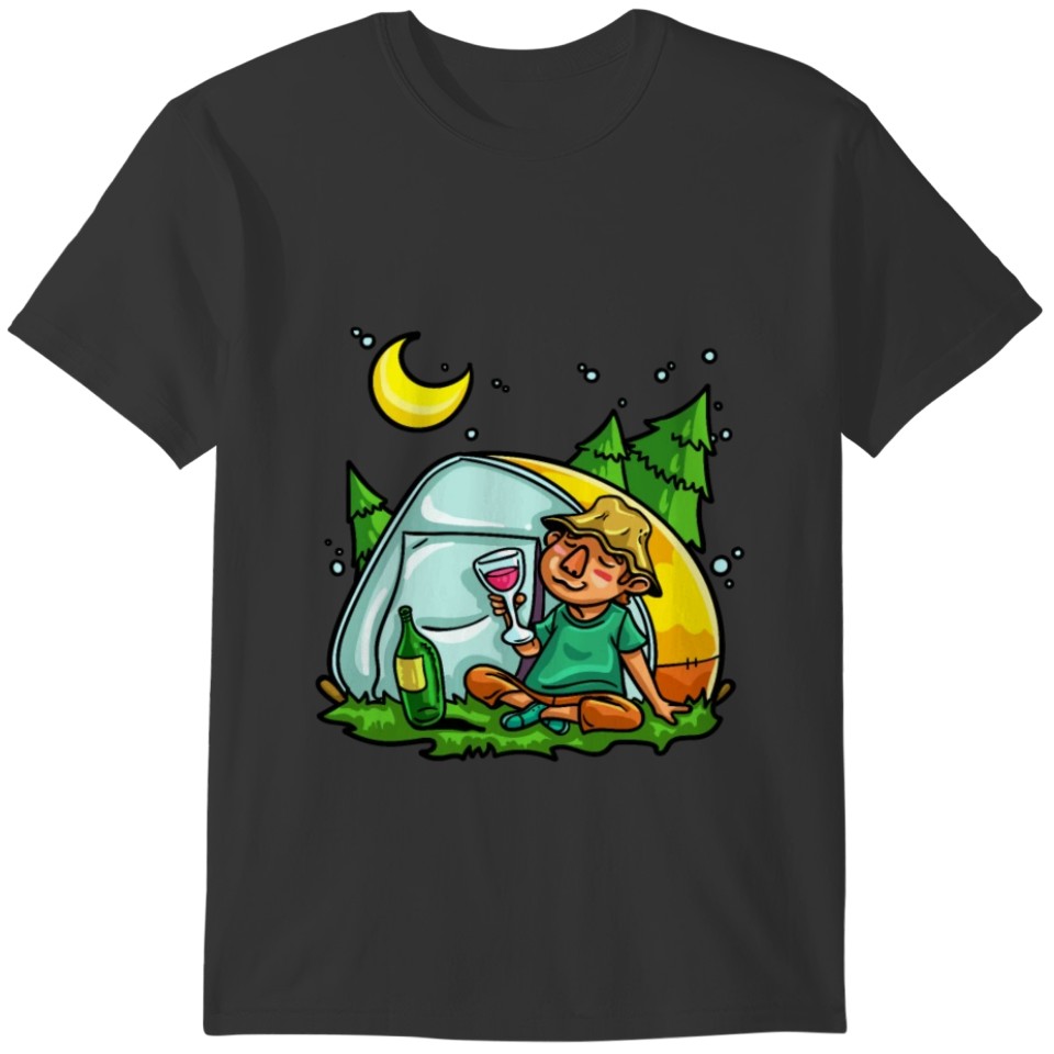 Camping Wine Hiking Alcohol Drinking Outdoor Gift T-shirt