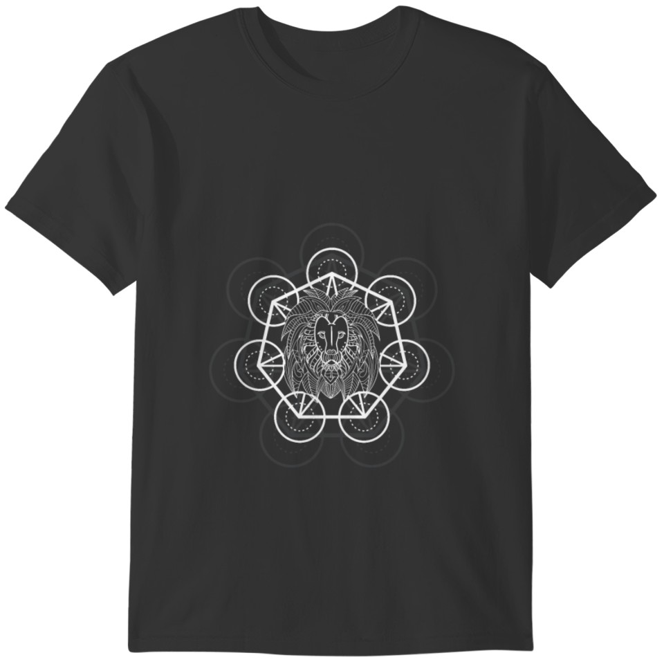 geometric lion zodiac T-shirt
