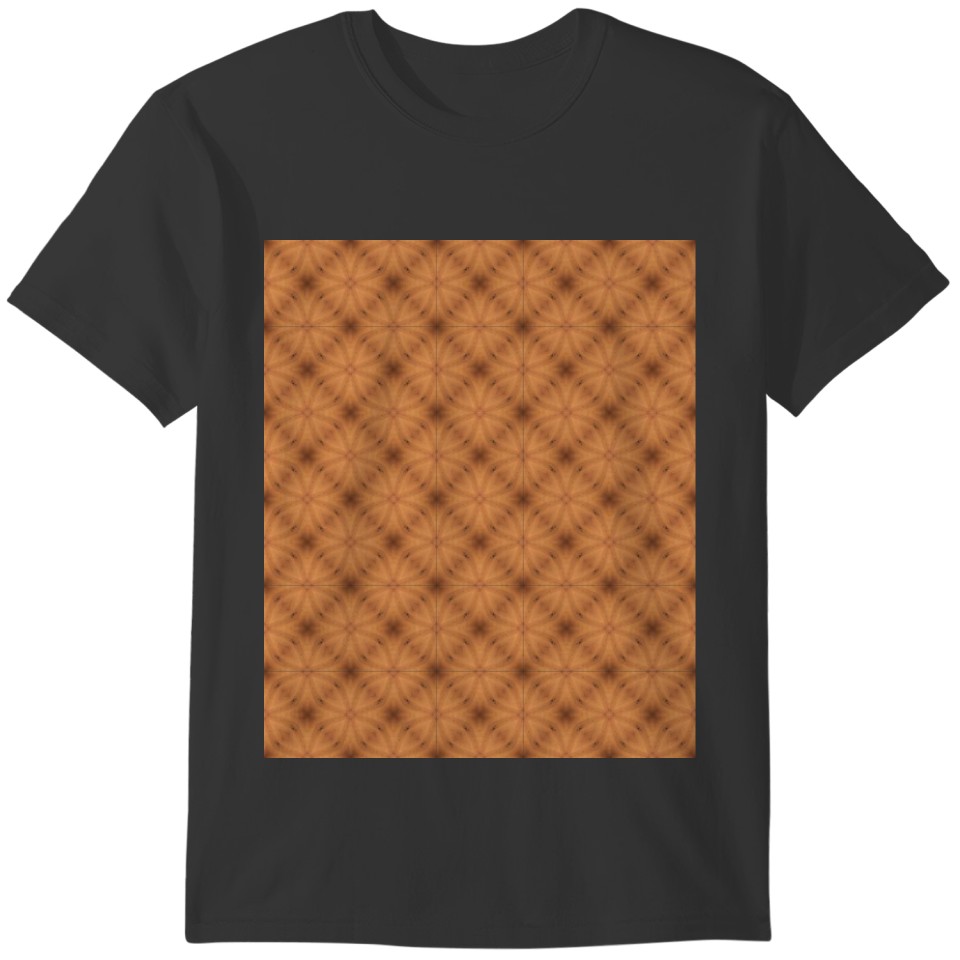 brown star and circles pattern T-shirt