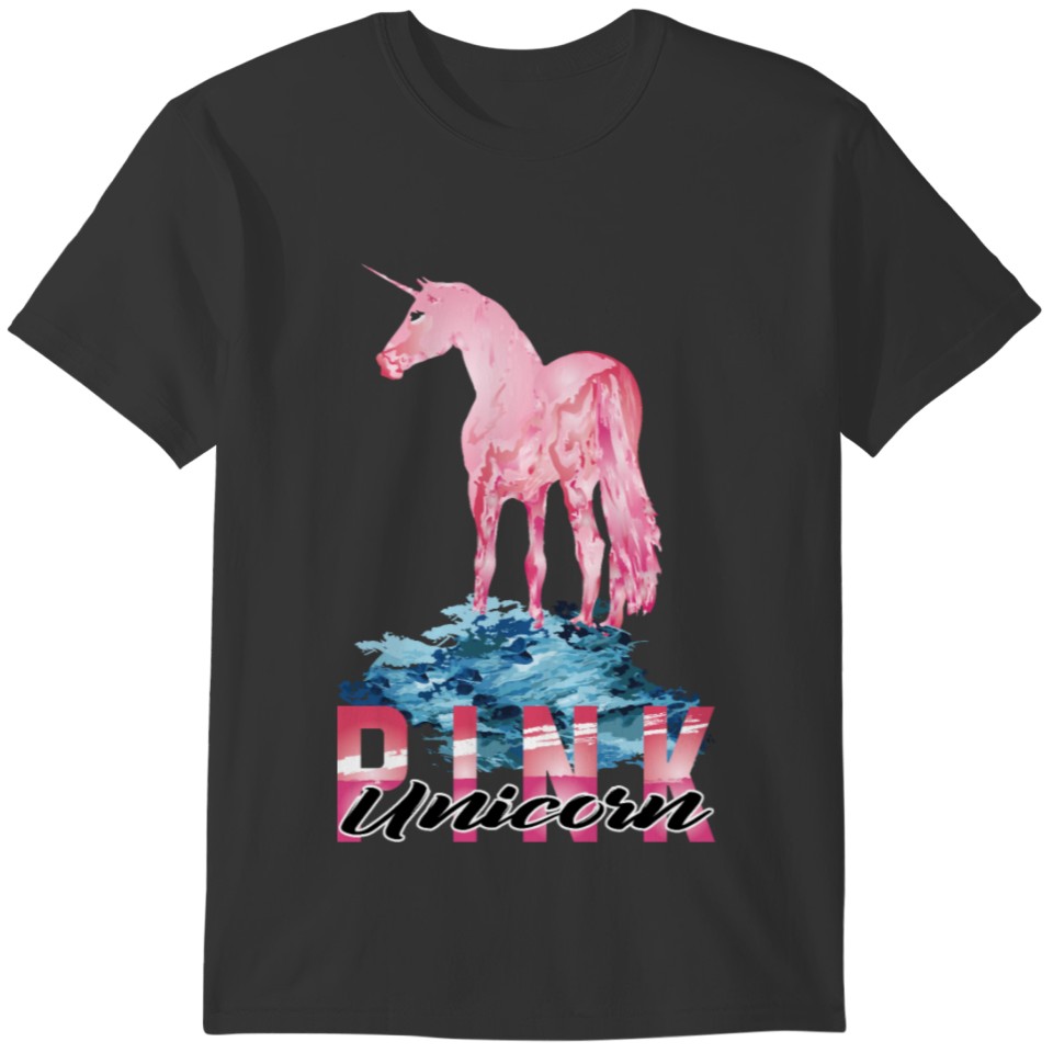 pink unicorn- girls T-shirt