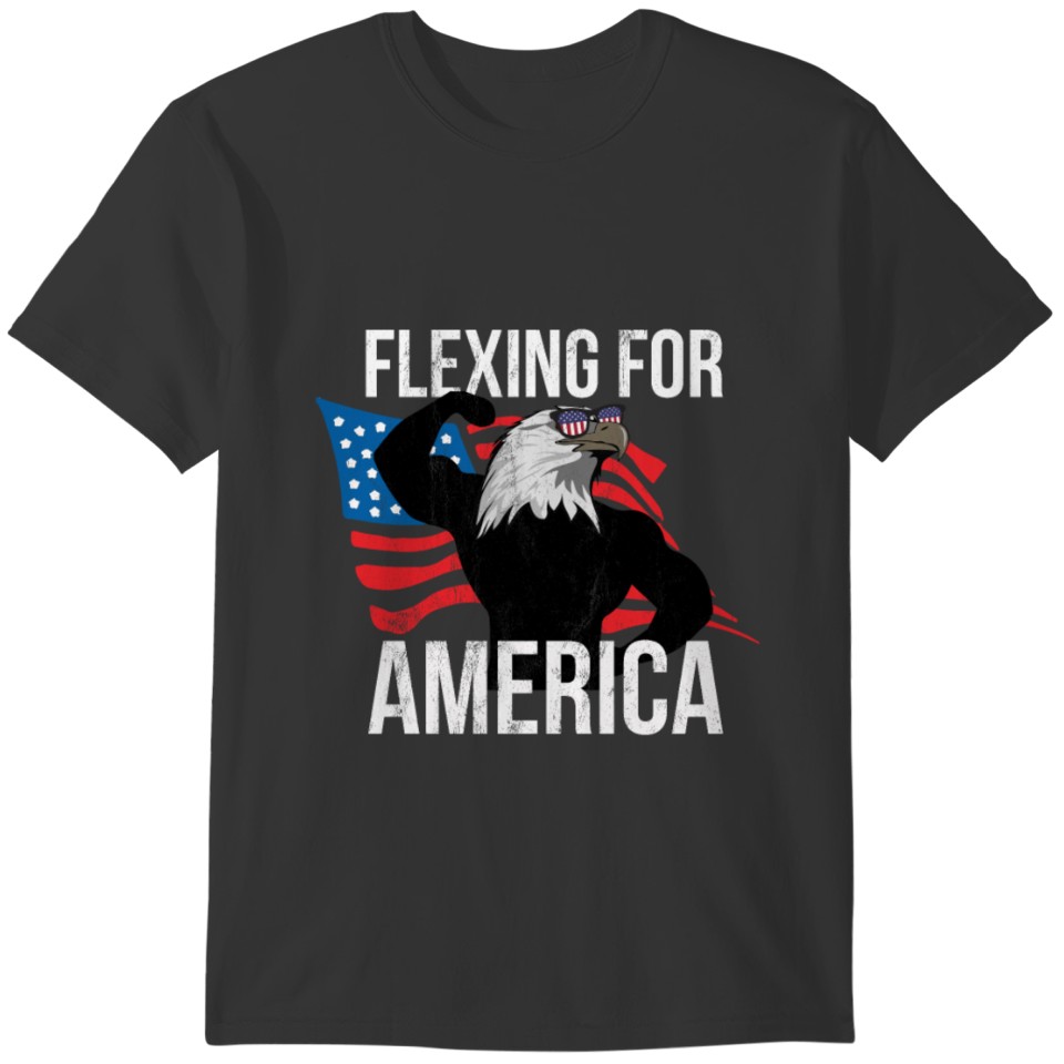 Flexing For Freedom Stars Bald Eagle Weight T-shirt