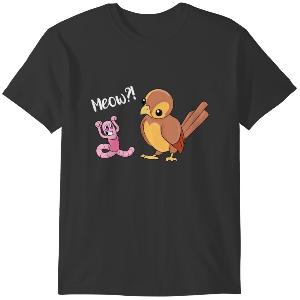 Worm Meow Cat Mom gift clever Worm Funny Cat T-shirt