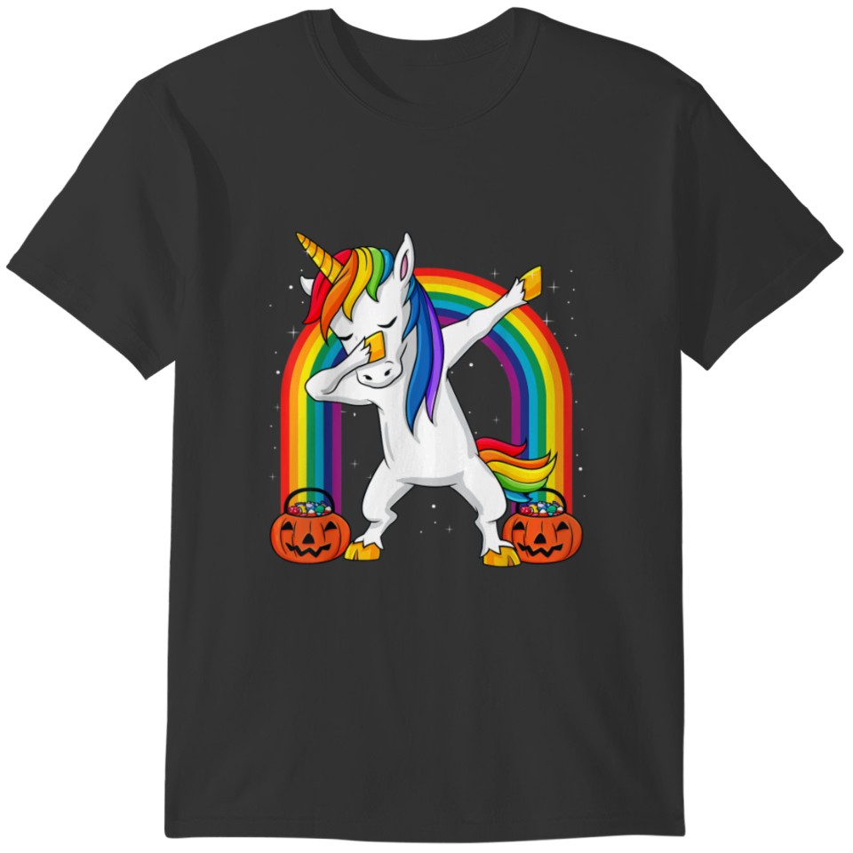 Dabbing Unicorn Funny Halloween Dab Rainbow Girls T-shirt
