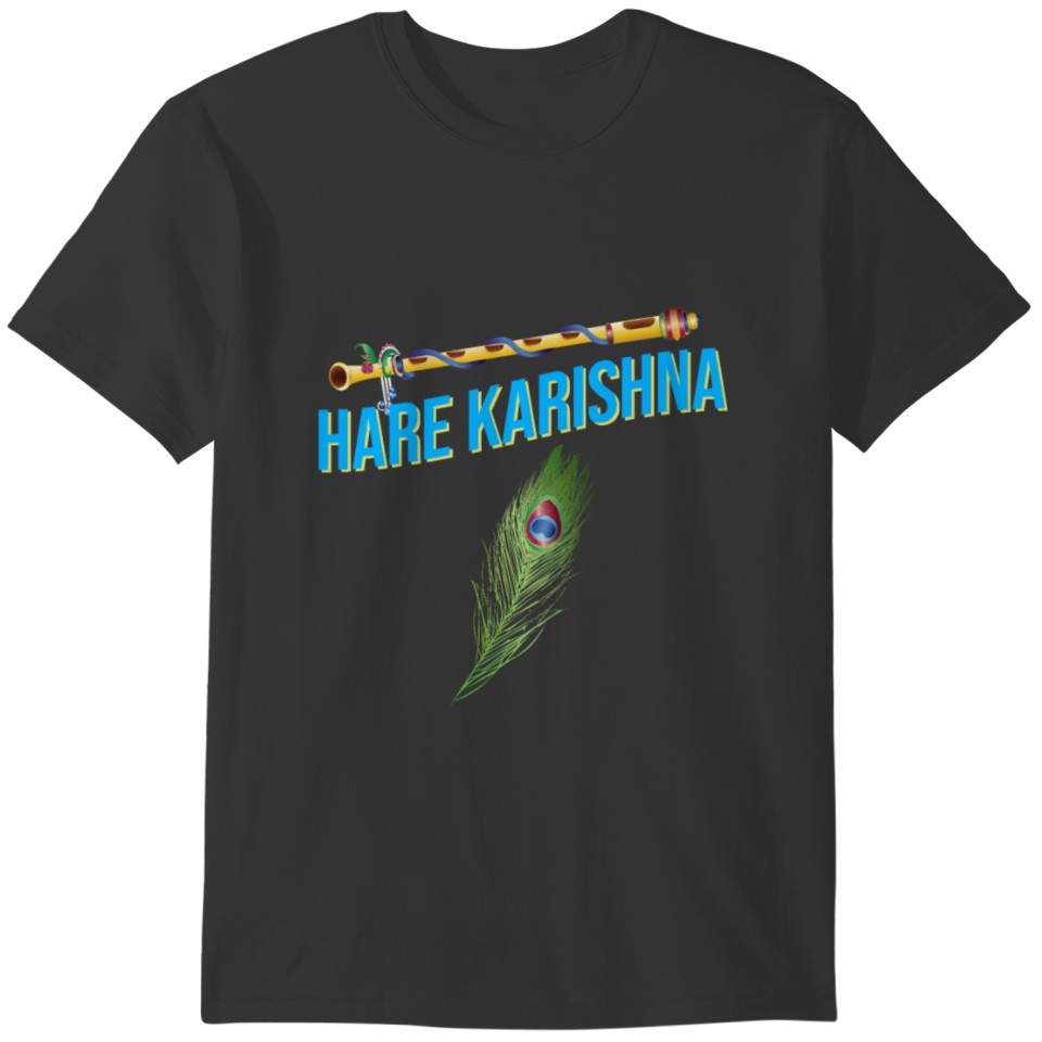 Hare Karishna Floral Bamboo Flute T-shirt