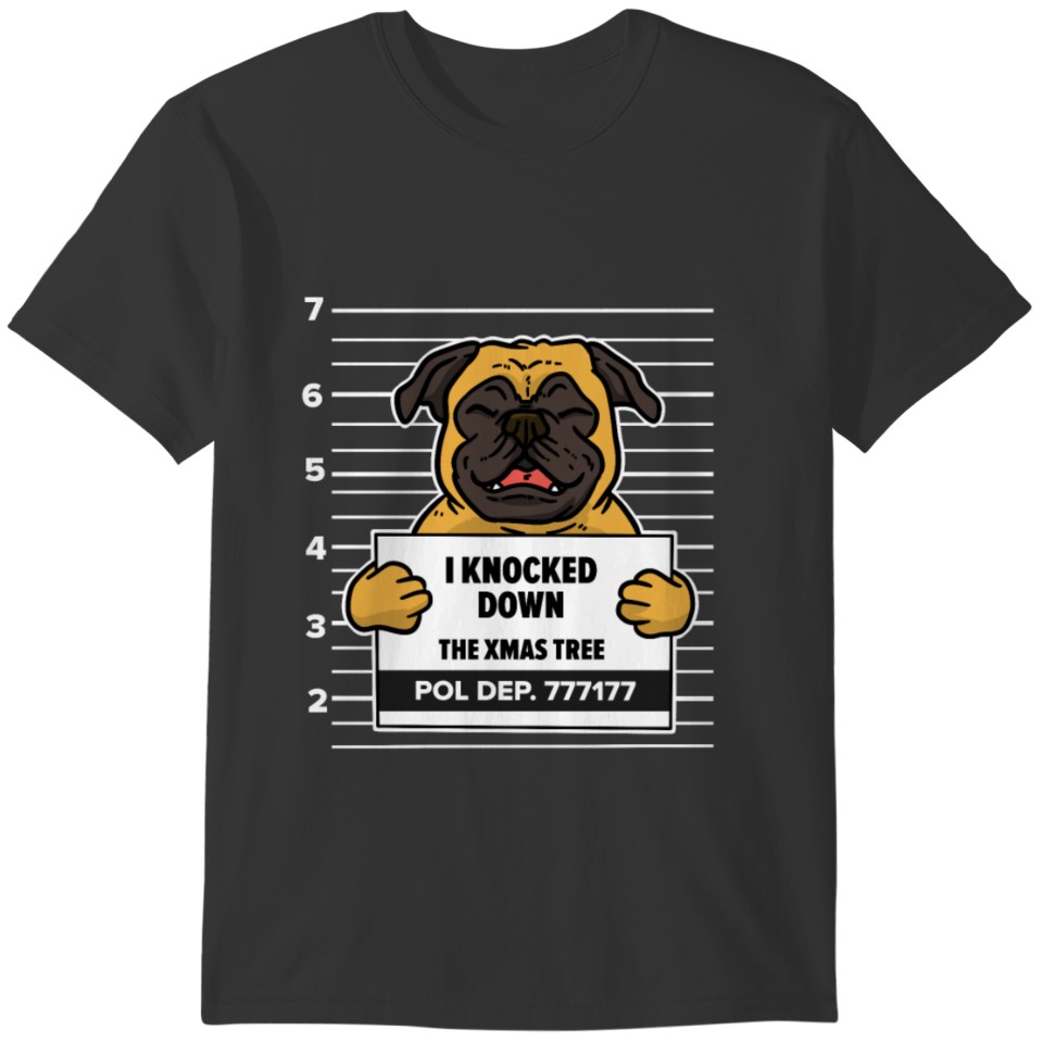 Humorous Dog Pug Bulldog Xmas Tree T-shirt