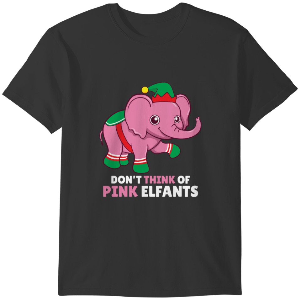 Pink Elephant Elf Funny Christmas T-shirt
